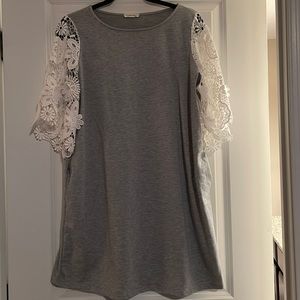 Gray lace T-shirt dress